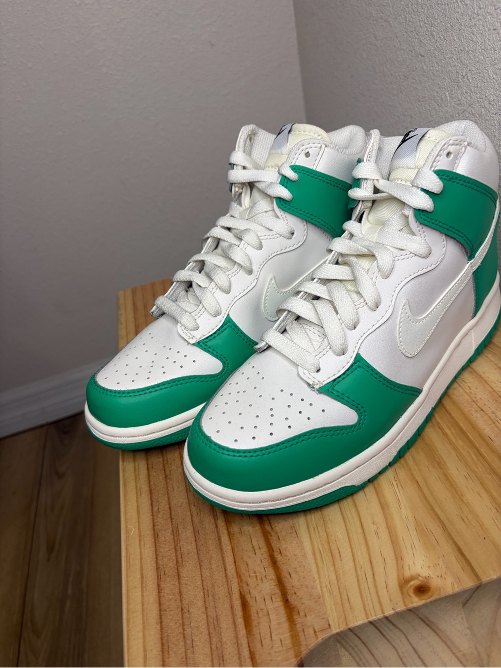 White & Green High-Top Dunk